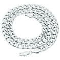 thumbnail image 3 of Men's 7.5mm Rhodium Plated Beveled Curb Chain Necklace, 24 inches, 3 of 6