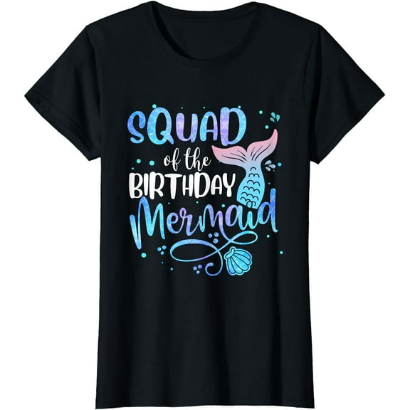 Squad Of The Birthday Mermaid Family Matching Party Squad T-Shirt