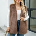 thumbnail image 2 of QSAWXQZ Women's Faux Fur Vest Sleeveless Solid Fuzzy Open Front Outwear Vest for Spring Coffee 5XL, 2 of 8