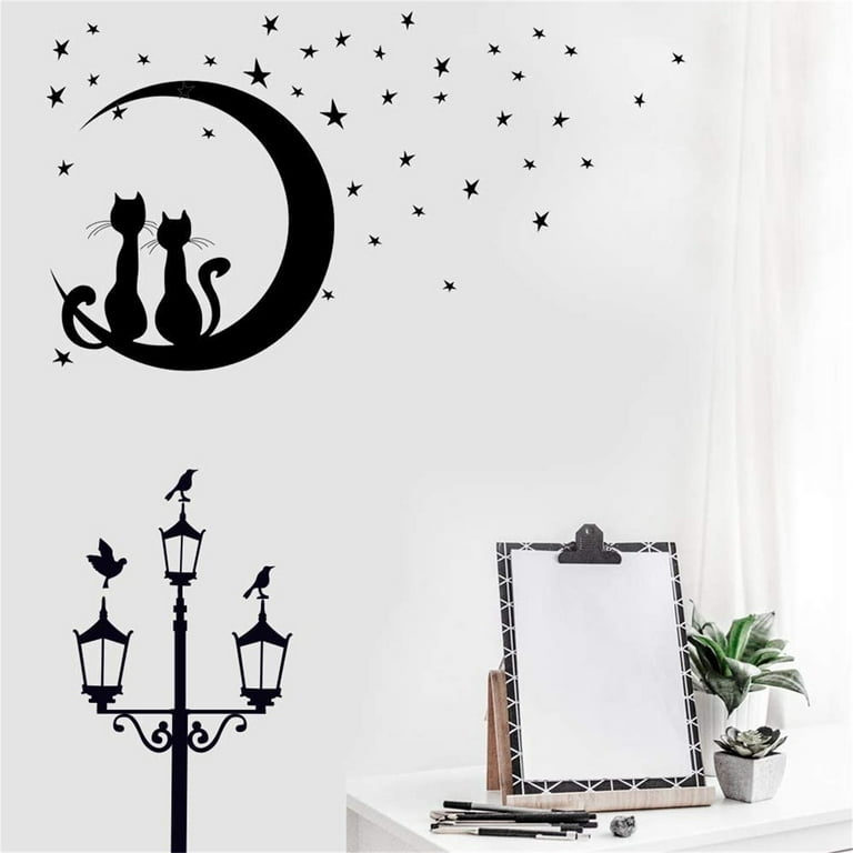 Hanging Cat Moon Sweet Dreams Sleep Vinyl Wall Art Sticker for Home Room  Decals