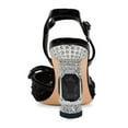 thumbnail image 3 of FSJ Women Sparkling Double Bow Sandals Pointed Closed Toe Ankle Strap Crystal Chunky Mid Heels Pumps Wedding Bridal Party Shoes Size 8 Black, 3 of 4