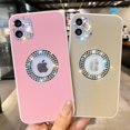 thumbnail image 2 of Cute Bling Compatible with iPhone 13 Case, Glitter Diamond Logo Circle Case for Girls Women PU Leather Protective Soft Silicone Cases Cover Back(Pink), 2 of 12