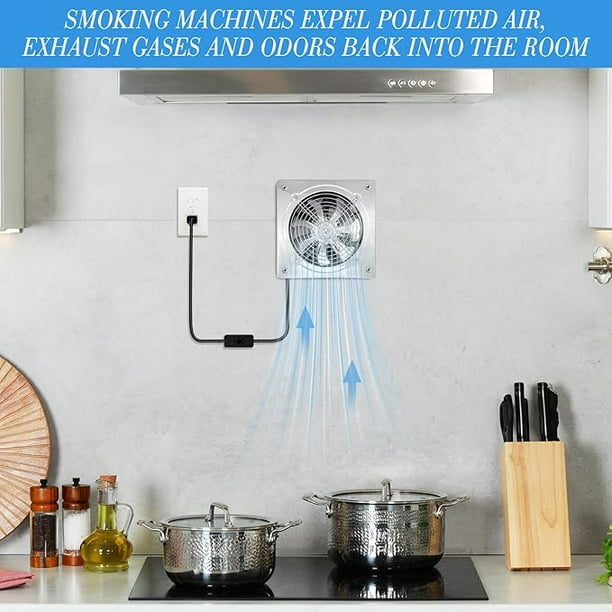 bathroom exhaust fan cigarette smoke 8 Inch Exhaust Fan 576 CFM Kitchen Exhaust Fan with Switch Small Exhaust Fan Bathroom Potable Plug in Garage Exhaust Fan with Damper for Shop, Smoking