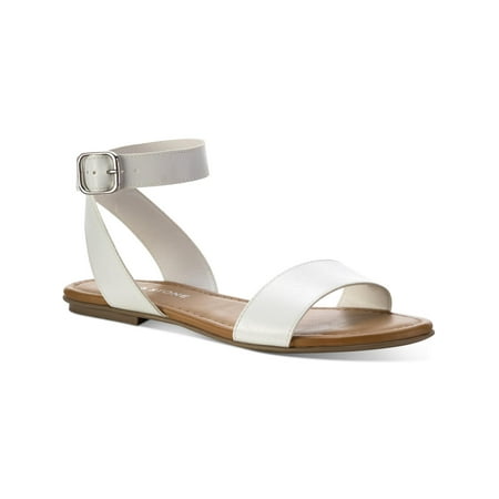 

Sun + Stone Womens Miiah Faux Leather Ankle Buckle Flat Sandals