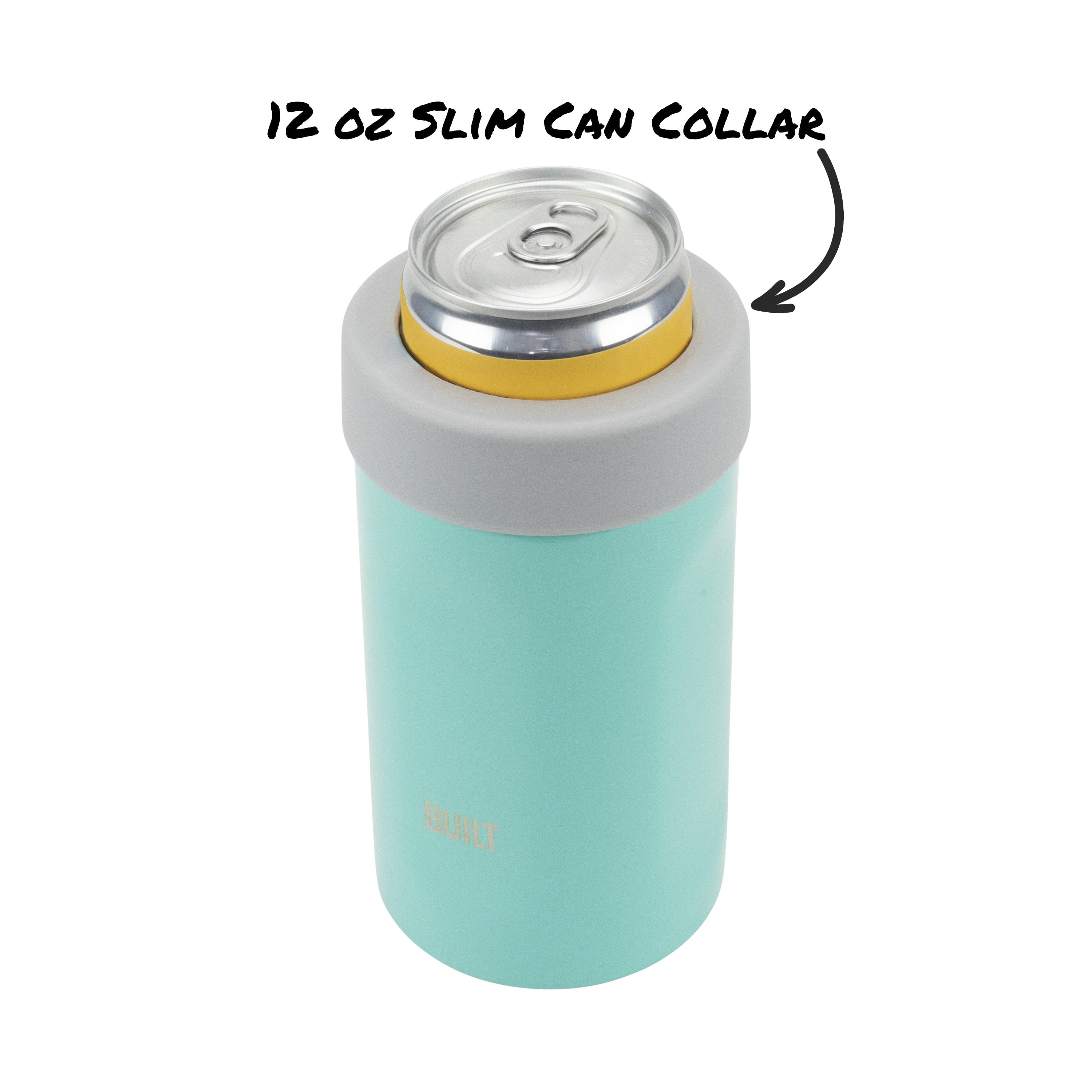 BUILT 5-in-1 14 oz Insulated Stainless Steel Can Cooler and Drink Sleeve Set, Cockatoo