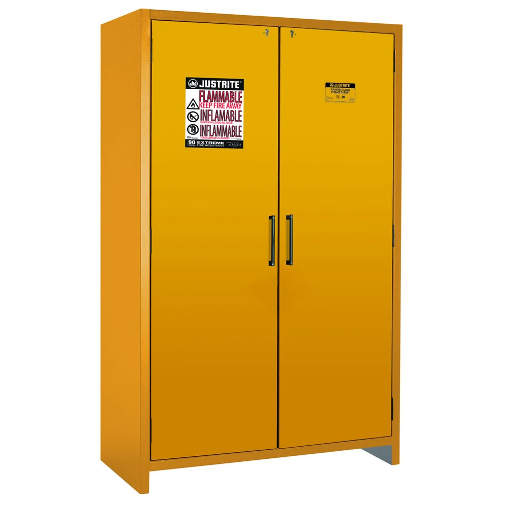 Justrite 45 Gallon Yellow Steel EN Fammable Safety Cabinet With (3 ...