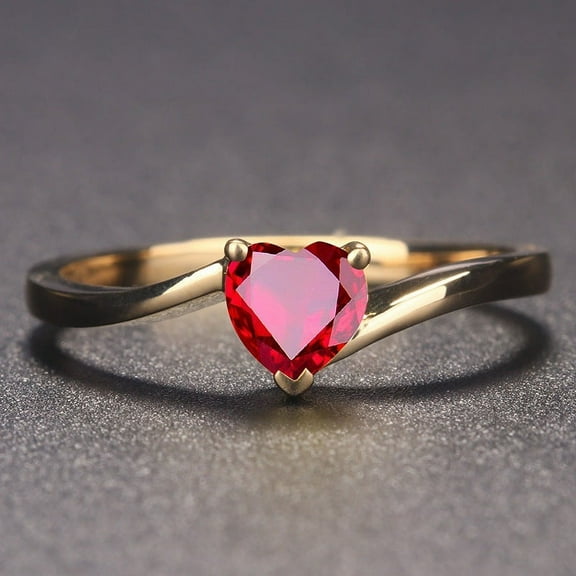 Women's Fashion Simple Red Sapphire Heart-shaped Ring