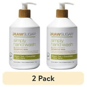 (2 pack) Raw Sugar Simply Hand Wash for Sensitive Skin, Green Tea + Cucumber + Aloe Vera Hand Soap, 16.9 fl oz