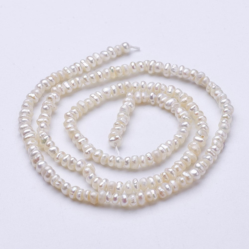 Natural Cultured Freshwater Pearl Beads Strands Flat Round Beige 2~2.2x2.5~3.5x2.8~3.2mm Hole: 0.5mm about 202pcs/strand 15 inch