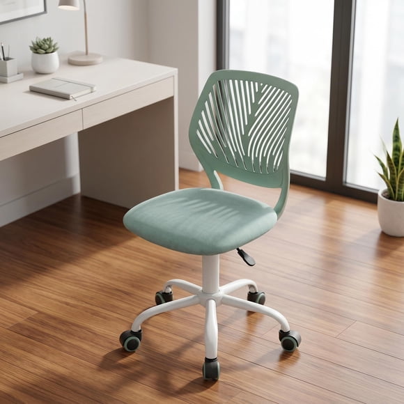 Homy Casa chaise de bureau enfant aqua, 17,7 po, réglable à roulettes avec assise rembourrée et dossier aéré