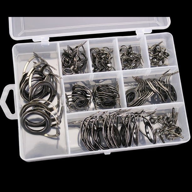 Generic 85pcs Fishing Rod Guides Set Tip Repair Kit Various Size Stainless Steel Fishing Rod Parts Accessories