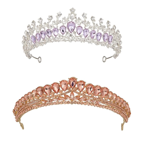 Tiaras for Women - Wedding Tiara for Bride Pageant Princess Headband for Prom Birthday, Champagne Rose