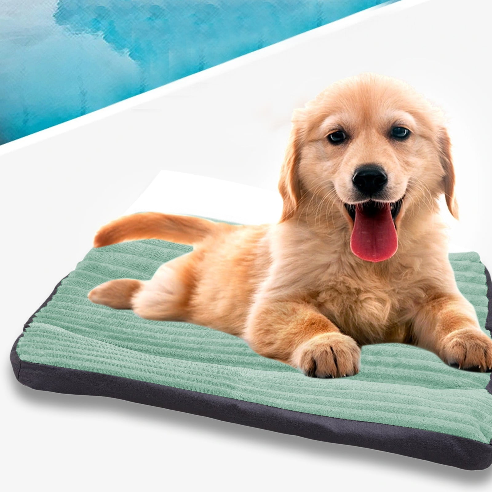 Bfogop Washable Dog Bed Deluxe Plush Dog Crate Beds Comfy Kennel Pad Anti-Slip Pet Sleeping Mat Portable Kennel Pad, Lightweight Travel Flat Pet Beds for Indoor& Outdoor Dogs 23 x18.5 in