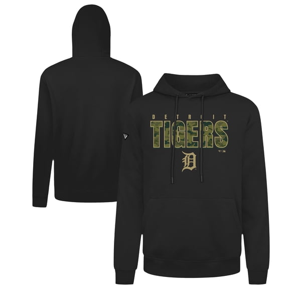 Men's Levelwear Black Detroit Tigers Podium Protect Pullover Hoodie