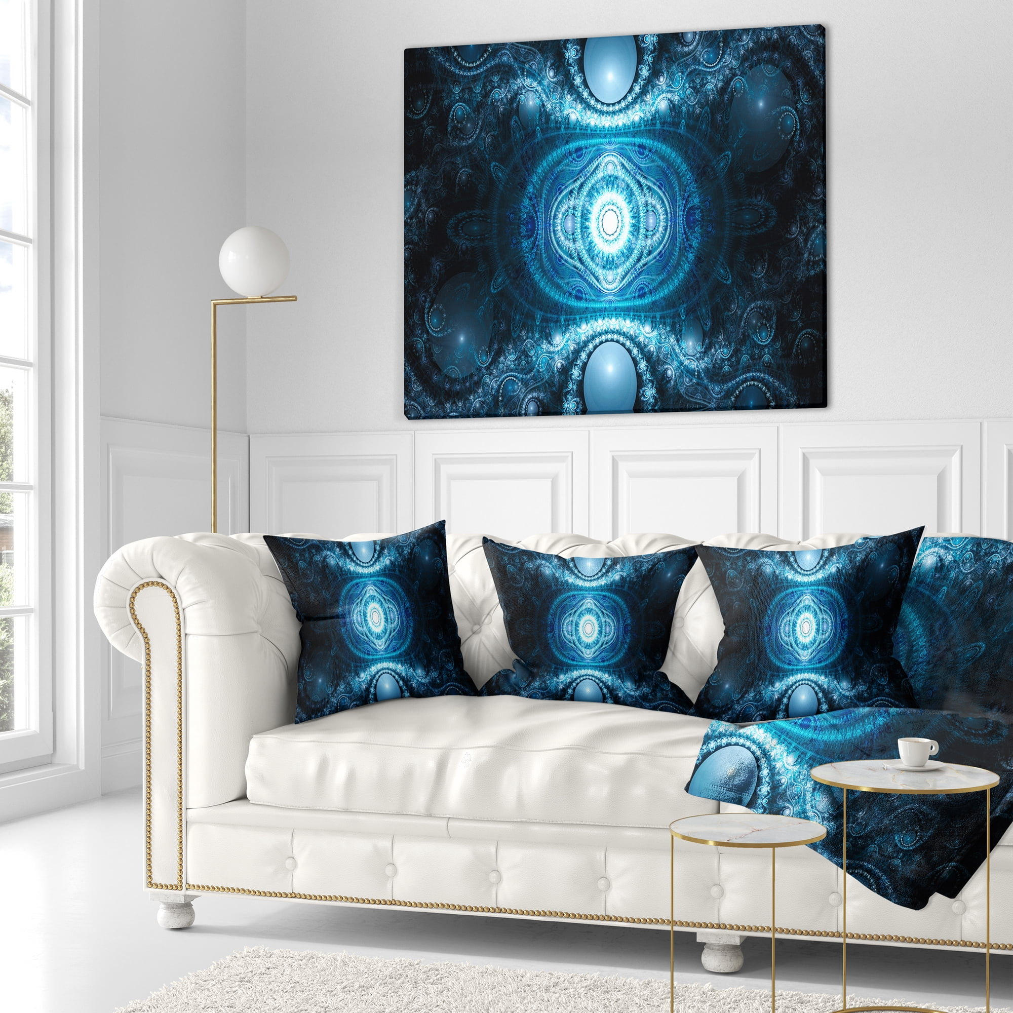 Designart Cabalistic Light Blue Pattern - Abstract Throw Pillow - 18x18
