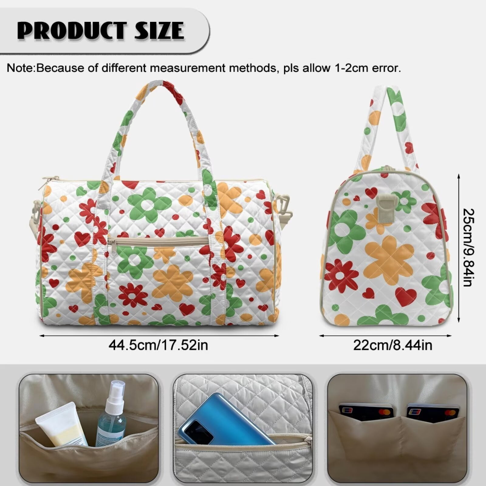 Xixirimido Gym Bag for Women, Quilted Duffle Bag with Trolley Sleeve for Travel, Weekender Overnight Bag for Men Hospital Bags for Women, Abstract Colorful Floral