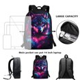 thumbnail image 4 of Jeiento Galaxy Wolf Backpack for Boys Lightweight Bookbag and Lunch Box Set Large Capacity School Bag with Lunchbag Pencil Case 2nd Grade Kindergarten Book Bag 3 in 1 Travel Daypack, 4 of 7