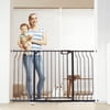 BENTISM 30" Extra Tall Baby Gate for Stairs Doorways, Fits Openings 29.5" to 57.8" Wide, Auto Close Extra Wide Dog Gate for House, Pressure Mounted Easy Walk Through Pet Gate with Door, Black