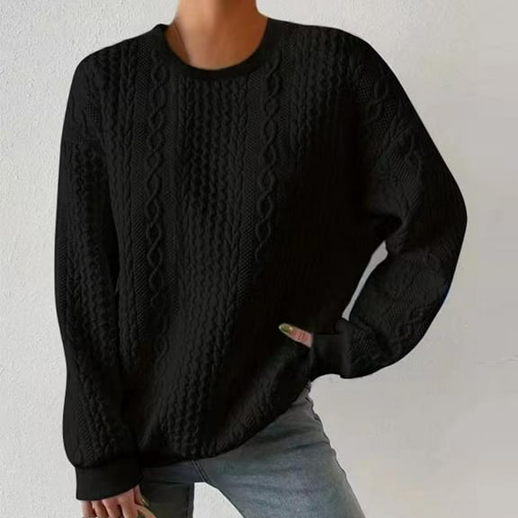 BEFOKA Womens Casual Shirts Crewneck Long Sleeve Sweatshirt Fashion Pullover Work Tops Basic Tees Shirts Trendy Winter Fall Outfits Clothes 2025 Loose Fits Outerwear