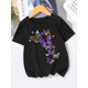 thumbnail image 1 of Tween Girls Simple Round Neck Short Sleeve T-Shirt, Machine Washable | Butterfly-Themed Casual Clothing | Vibrant Design | Stretchable Knit Fabric,Fashionable For Summer, 1 of 4