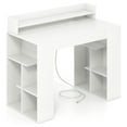 thumbnail image 1 of Costway 43" Home Office Desk with Power Outlets Monitor Shelf Bookshelf & Cable Hole, 1 of 10