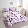 thumbnail image 2 of Manfei Kawaii Cherry Sugar Skull 7-Piece Twin Bedding, Halloween Cute Ghost Bow Bat Bedding Comforter Set, Purple White Black,Reversible, 2 of 7