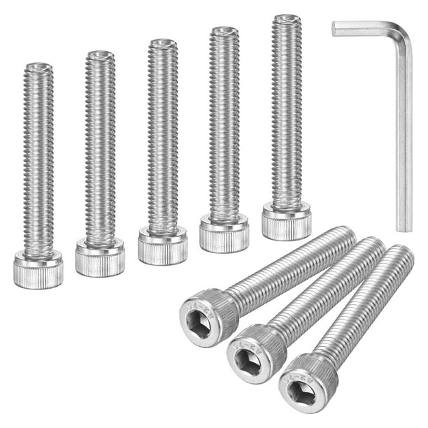Uxcell 10-Pack M8 x 50mm Tornillos de cabeza hexagonal, tornillos de máquina de acero inoxidable 304, sujetadores de precisión de rosca completa
