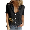 thumbnail image 1 of EQWLJWE Chemises pour Femmes Liquidation Femmes Manches Courtes Décontracté Imprimé Manches Courtes Ample Bouton Col Rabattu Chemise Blouse Unie, 1 of 8