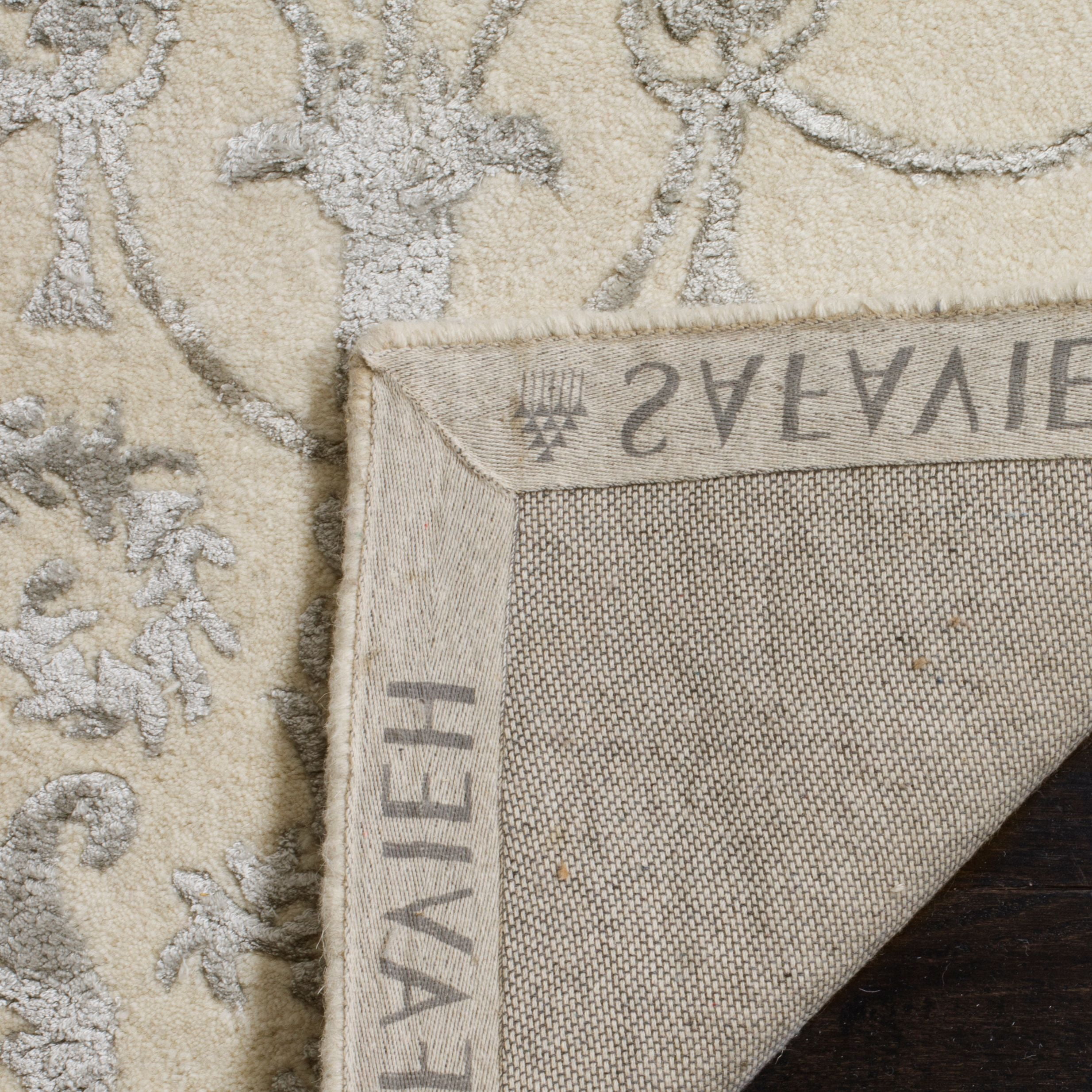 SAFAVIEH Bella Paula Damask Floral Wool Area Rug, Ivory/Grey, 3' x 5'