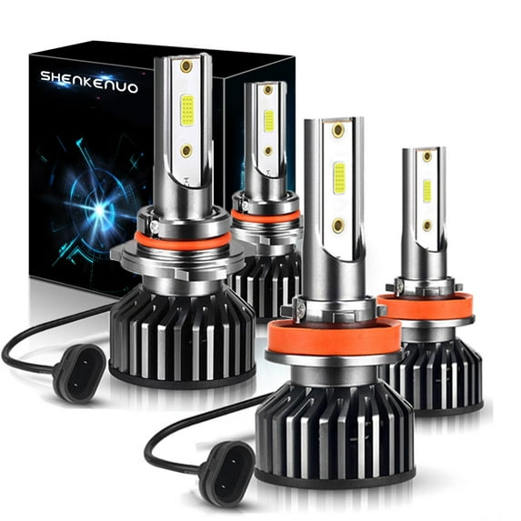 Fit For Toyota Highlander (2011-2019) LED Headlight Bulbs, 9005 HB3 High Beam and H11 Low Beam,Pack of 4,SHENKENUO