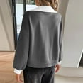 thumbnail image 6 of safuny Womens Cropped Oversized Sweatshirt Casual Lapel V Neck Long Sleeve Hem Drawstring Loose Fall Pullover Tops Dark Gray _i XL, 6 of 7