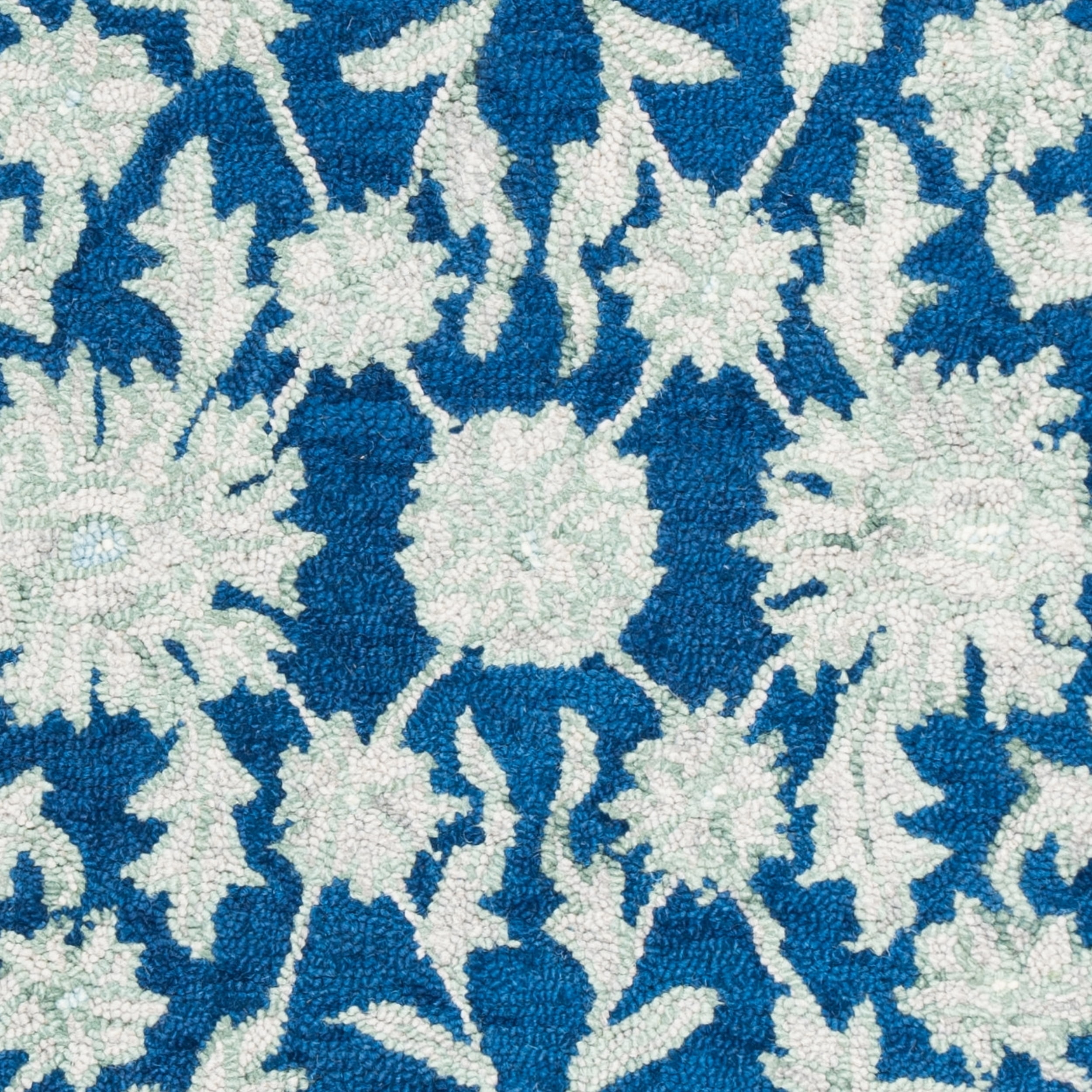 SAFAVIEH Micro-Loop Carl Floral Overdyed Wool Runner Rug, Navy/Grey, 2'3" x 7'