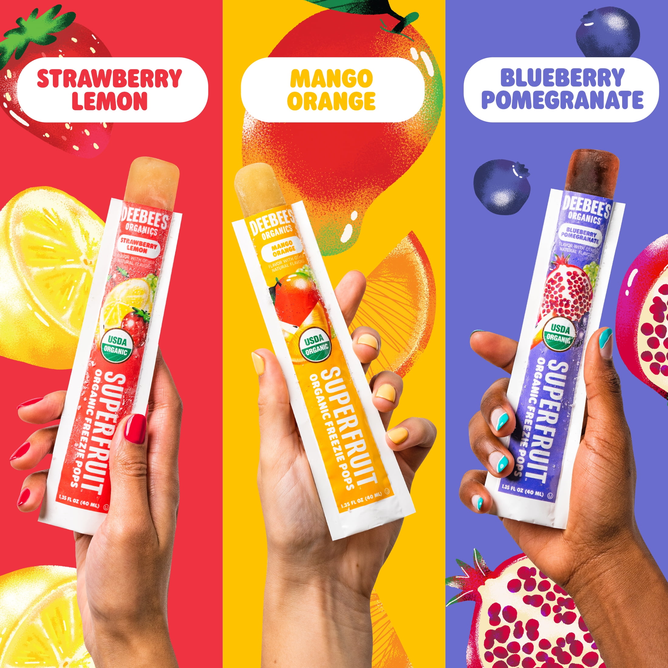 Deebee's Organics Fruit Freezies Ice Pops, Gluten-Free, 1.35 oz, 10 Count