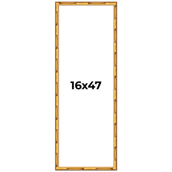 16x47 Frame Gold Bamboo Solid Wood Picture Frame | 1 Inch Moulding Width | Interior Frame Depth