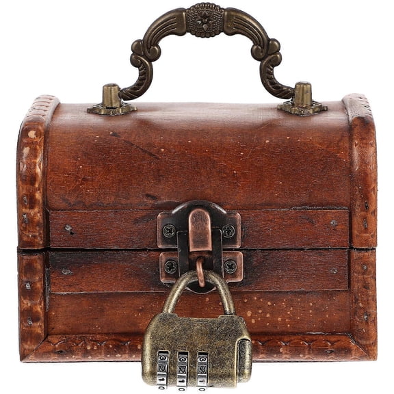 Retro Trinket Storage Box For Homeowners And Jewelry Enthusiasts 11.8X8.2CM Rectangular Light Brown Wooden With Lockable Function 1Pack