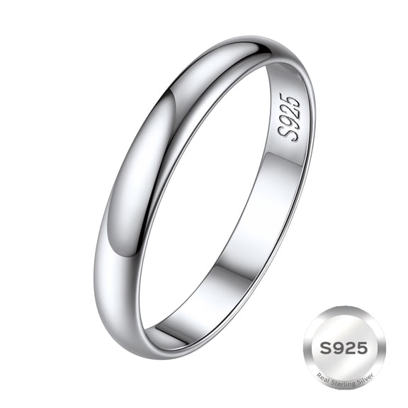 ChicSilver 925 Sterling Silver Rings for Women, 2mm Minimalist Silver Wedding Band Ring, Comfort Fit Stacking Ring for Women, Simple Anniversary Engagement Gift Jewelry