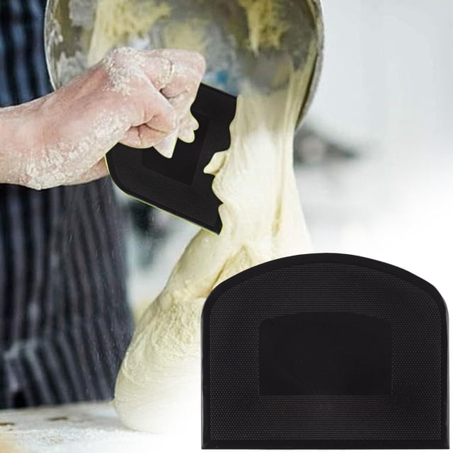 Black Dough Scraper, 12*9 Cm, Dough Scraper Scraper for Baking Pe Plastic Flexible Bowl Scraper Plastic Dough Cutter for Bread Cake Dough Fondant Icing