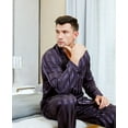 thumbnail image 2 of LONXU Men's Pajamas Long Sleeve Silk Satin Luxury Drawstring Nightwear Sets S - XXXXL, 2 of 3
