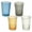 Gray Orange Blue Clear, variant on GoXteam 4Pcs Ribbed Drinking Glasses Set, Glass Cups Vintage Glassware Ribbed Cocktail Cup Clear Ice Coffee Highball Ripple Drinkware for Home Bar Beverages (Gray Orange Blue Clear)