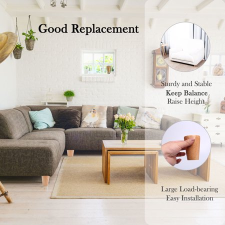 3 Inch Round Wood Furniture Legs Sofa Cabinet Feet Replacement