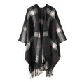 thumbnail image 1 of Women's Fashion Stripe Color Block Cloak Shawl Cardigan Warm Windproof Wrap for Autumn Spring Winter, 1 of 3