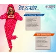 thumbnail image 5 of Womens Heart Print Pajamas - Slim Fit Plush Onesie Costume - One Piece Jumpsuit by FUNZIEZ! (Large), 5 of 6