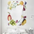 thumbnail image 1 of Wine Tapestry, Round Frame with Hand Painted Food Objects Watercolor Wine Cheese Fruits Illustration, Wall Hanging for Bedroom Living Room Dorm Decor, 60W X 80L Inches, Multicolor, by Ambesonne, 1 of 2
