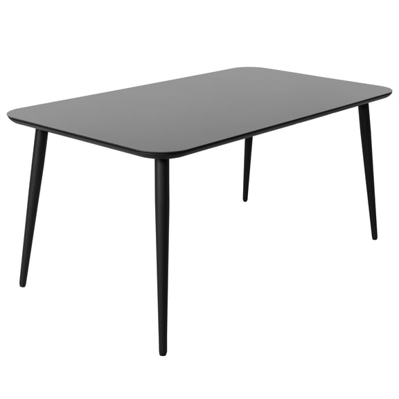 Nuu Garden Outdoor Aluminum Dining Table, Patio Dining Table with Tempered Glass Tabletop, Curved Table Edges, 63'' x 35'' Spacious Dining Table for Garden Lawn Yard, Black
