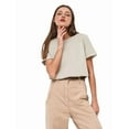 thumbnail image 2 of T-shirts à Manches Courtes Surdimensionnés pour Femmes, Col Rond, Coupe Ample, T-Shirt d'Entraînement, Hauts Décontractés d'Été, Coton, Gris Pâle, TG, 2 of 8