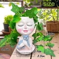 thumbnail image 3 of Planter with Drainage Hole, Resin Art Vase, Cute Lady Hugging Cat Succulent Flower Pots, Unique for Indoor Outdoor Decor, 7.28in, 3 of 6
