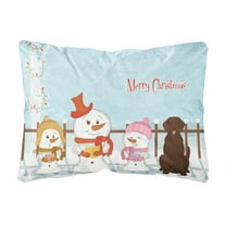 Carolines Treasures BB2387PW1216 Merry Christmas Carolers Chocolate Labrador Canvas Fabric Decorative Pillow, 12H x16W,