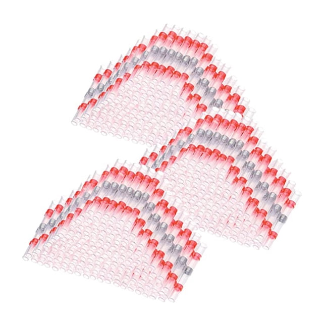 Bearachild 300 Pcs Red Solder Seal Wire Electrical Marine Connection Connector Automotive Terminal Sleeve with Butt Soldering Crimp Electrónica miscelánea Rojo 300PCS