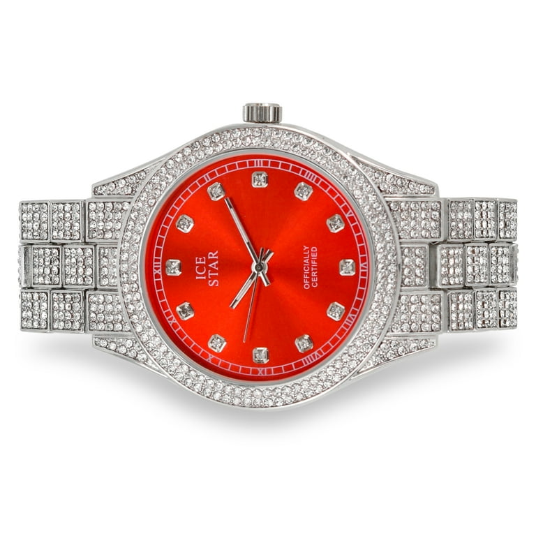 Iced clearance diamond watch