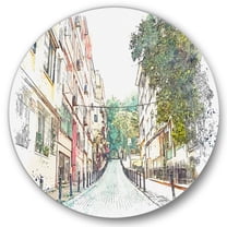 Designart 'Traditional Street In City Istanbul' Traditional Circle Metal Wall Art 11x11 - Disc of 11